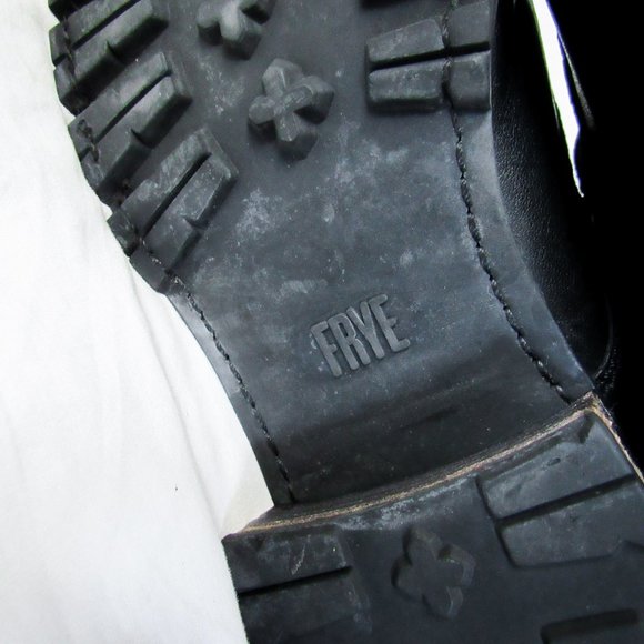 SOLD FRYE Black Leather 'Samantha' Studded Combat Biker Moto Boots -9 1/2 - Picture 12 of 15